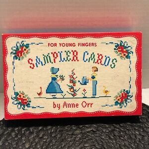 1951 How to make Sampler Cards Needlepoint by - Anne Orr Red Decorative Box